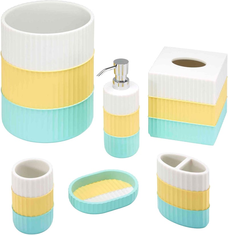 IZOD - Toothbrush Holder, Resin Countertop Bathroom Accessories, Dorm Room Essentials, Striped Bathroom Decor (Clubhouse Collection, Aqua) - Image 4